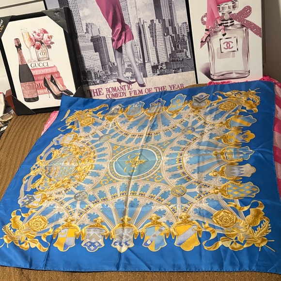 Hermes Blue and Gold Scarf - Picture 5 of 5